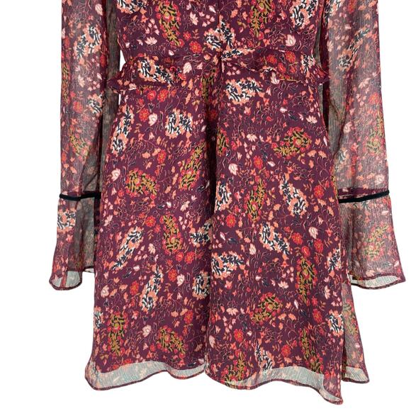Cupcake and Cashmere Mixed Floral Printed Mini Dress Red Velvet Size 0 - Picture 10 of 12